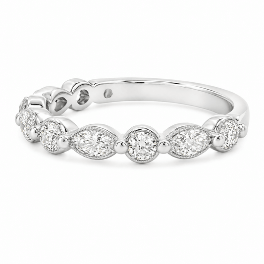 7/10 CT TW. Lab-Grown Diamond Alternating Wedding Band