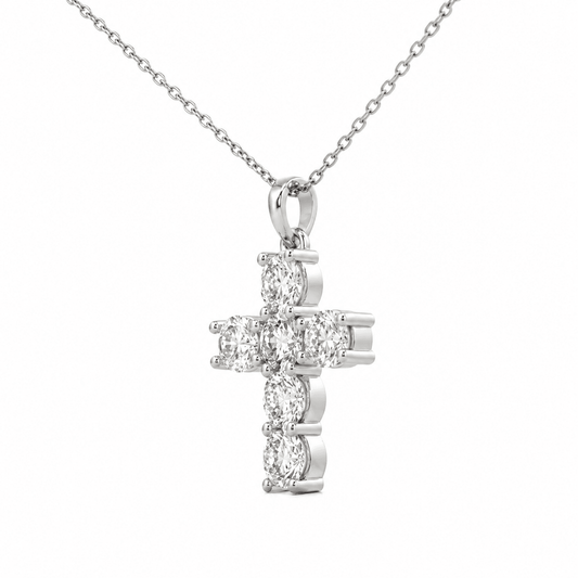 1 CT TW. Lab-Grown Diamond Cross Pendant