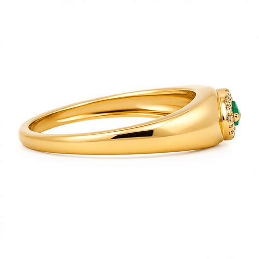 Marquise Emerald and Diamond Wide Band Ring