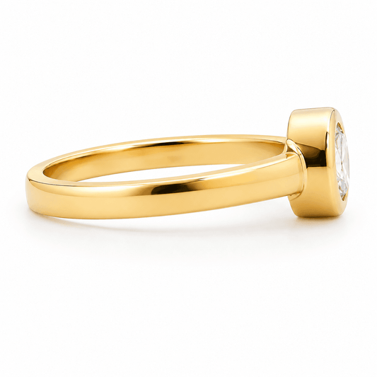 0.64 CT Old-Mine Cut Diamond Bezel Ring