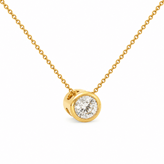0.72 CT Oval Lab-Grown Diamond Bezel Pendant Necklace