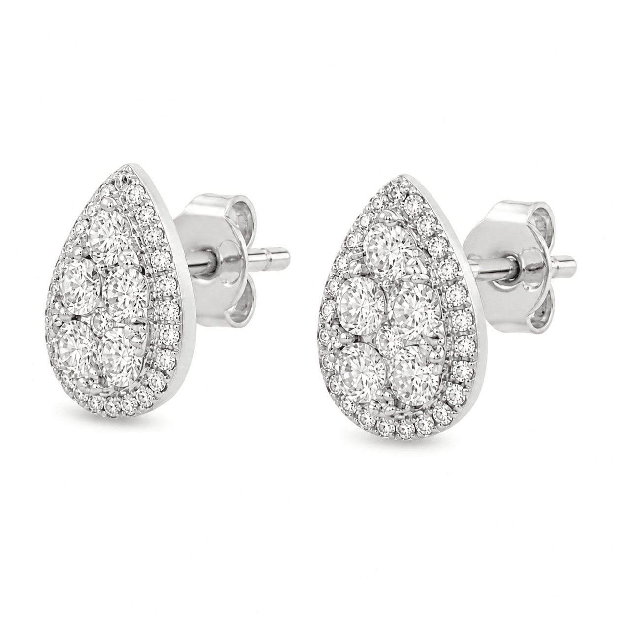 Pear Halo Diamond Earrings