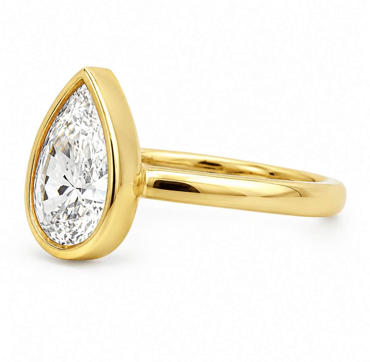 2.03 CTW Pear Lab-Grown Diamond Bezel Engagement Ring