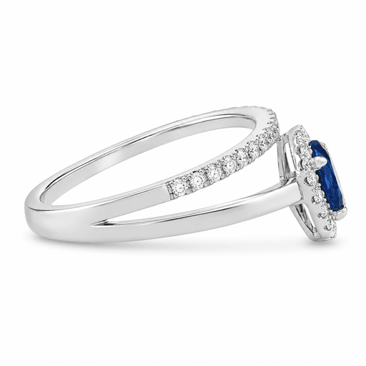 Pear Sapphire Halo Ring