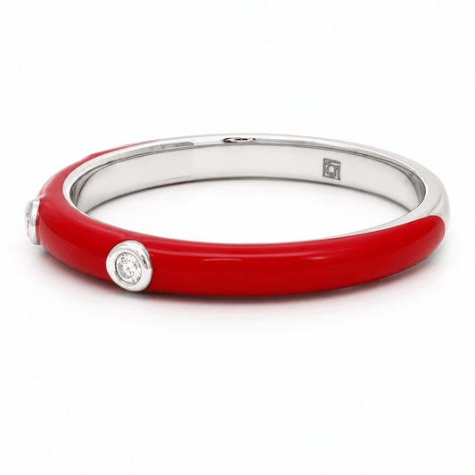 18K Red Enamel Station Diamond Band