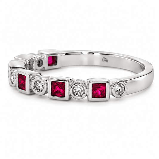 Ruby and Diamond Bezel Ring