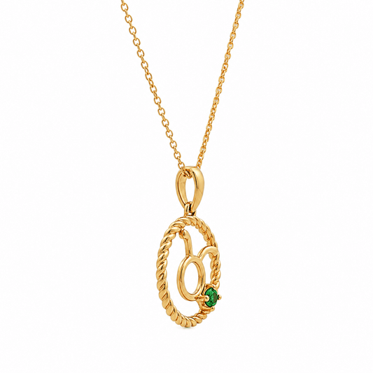 Taurus & Emerald Pendant Necklace