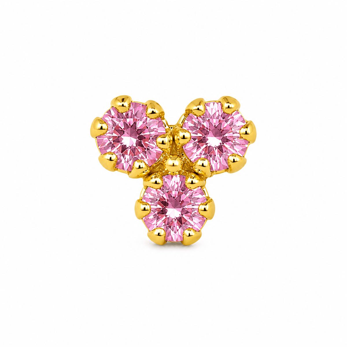 14K 3-Round Pink CZ Cartilage Piercing