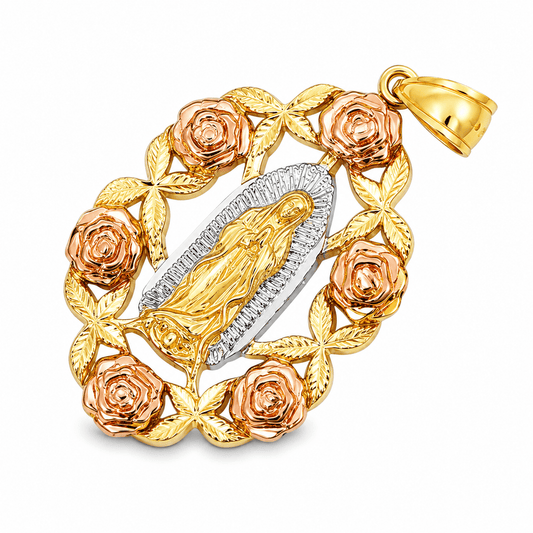 14K Tri-Color Gold Mary Charm