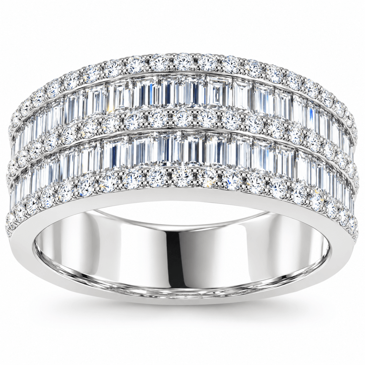 1-1/5 CT TW. Five Row Channel Baguette Diamond Anniversary Band