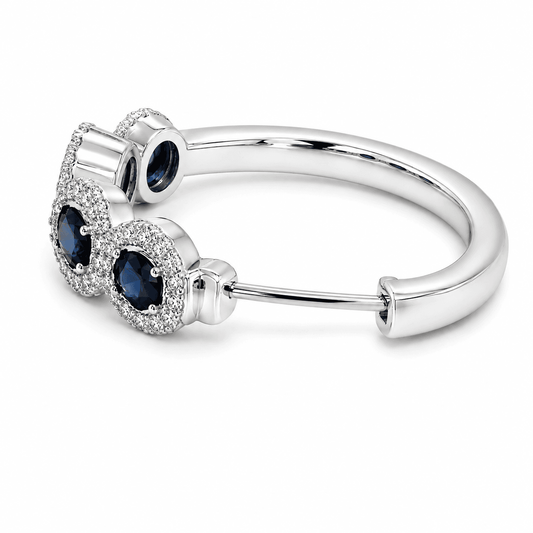 14K White Gold Diamond & Sapphire Earrings