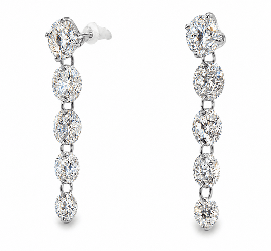 3.73 CT TW. White Gold Lab-Grown Diamond Drop Earrings
