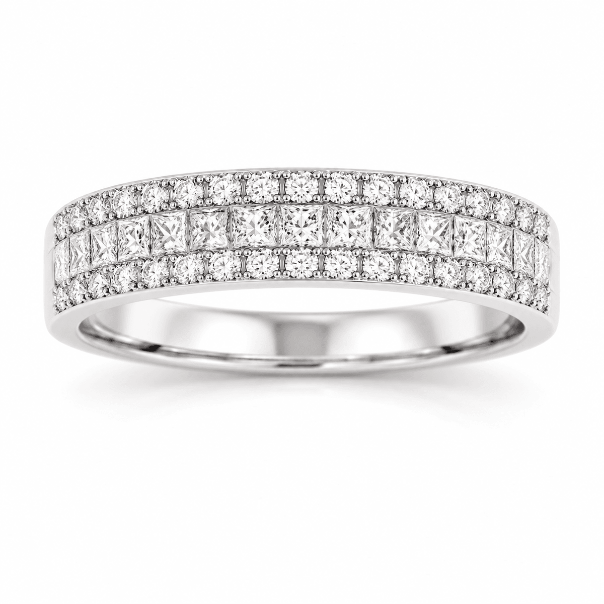 White Gold Round & Channel Diamond Band