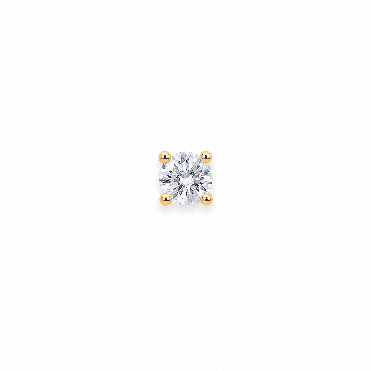 14K Yellow Gold 2.5mm CZ Single Stud Earring