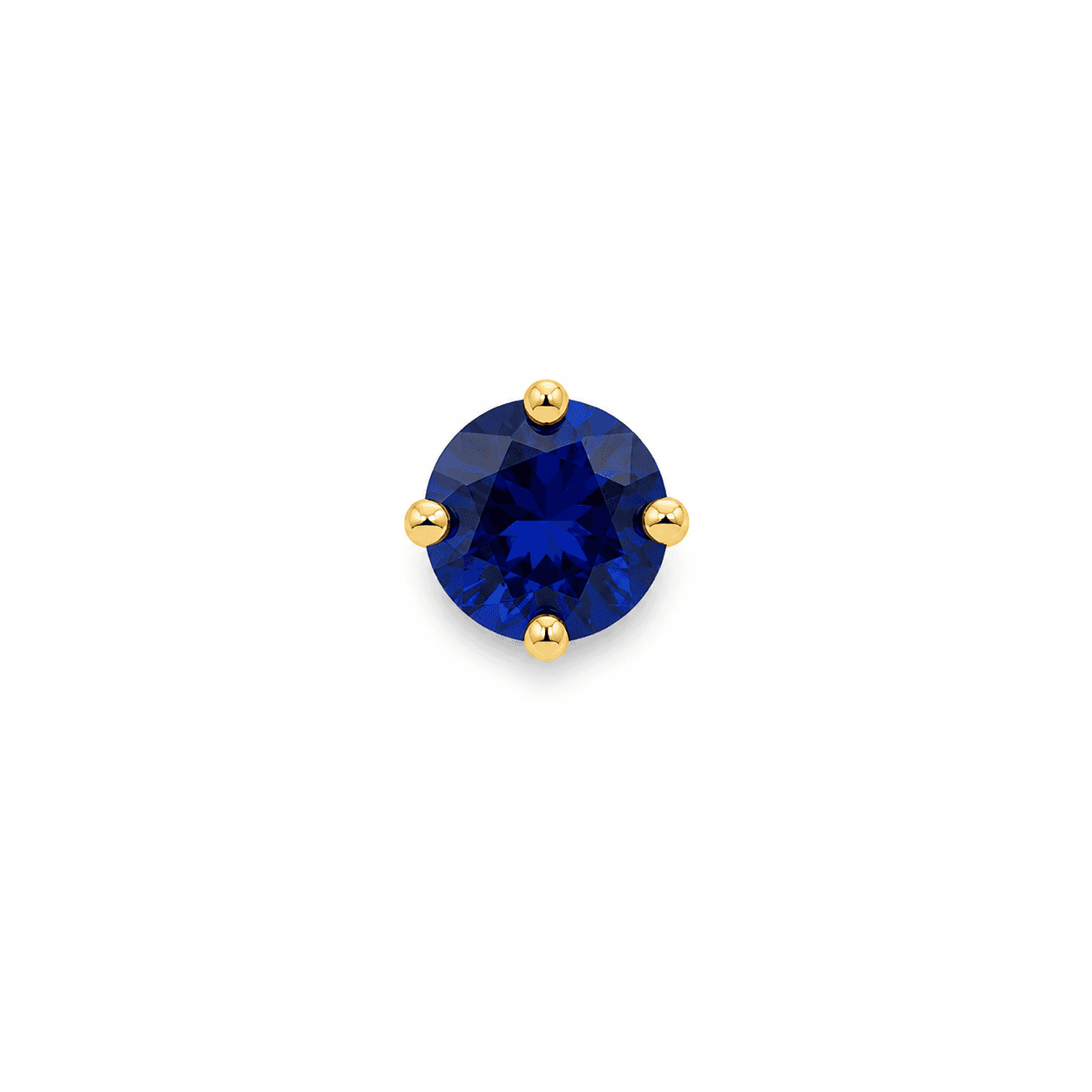 14K Yellow Gold 3mm Blue Stone Single Stud