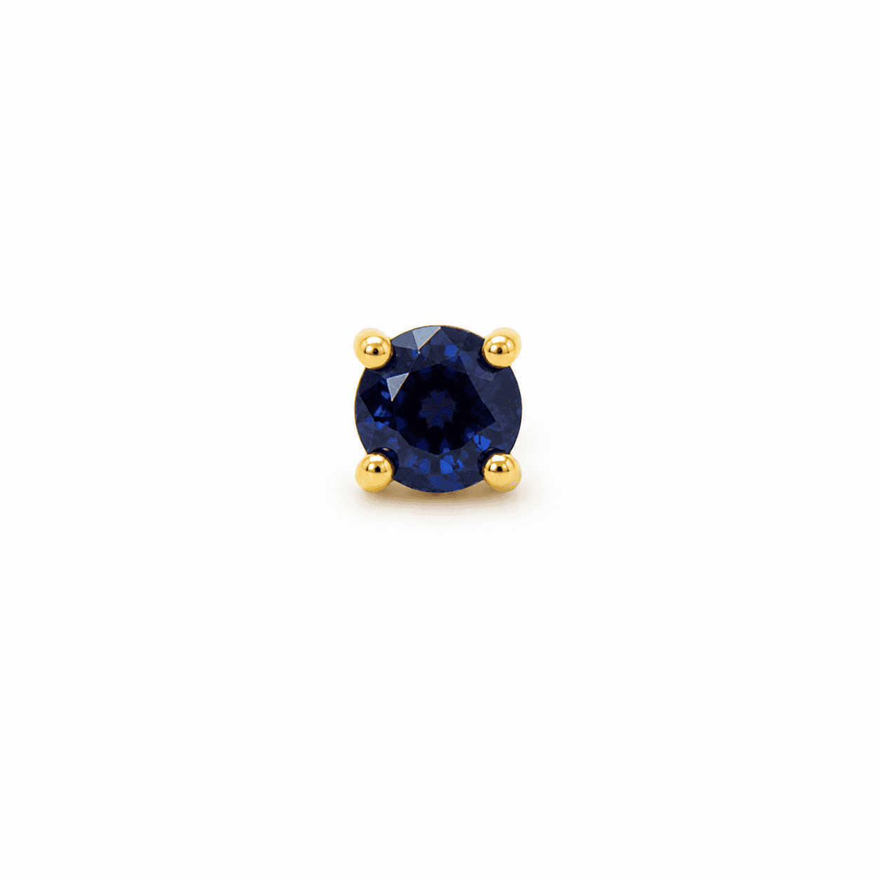 14K Yellow Gold Blue Stone Single Stud Earring