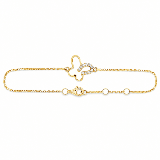14K Yellow Gold Diamond Butterfly Bracelet