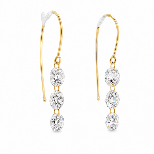 14K Yellow Gold Diamond Drop Earrings