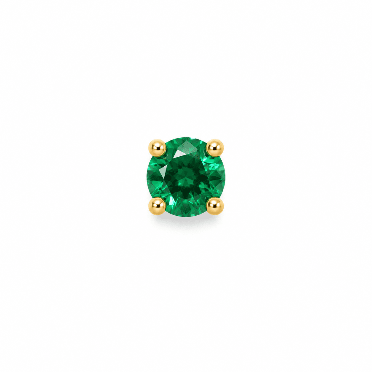 14K Yellow Gold Green Stone Stud Earring