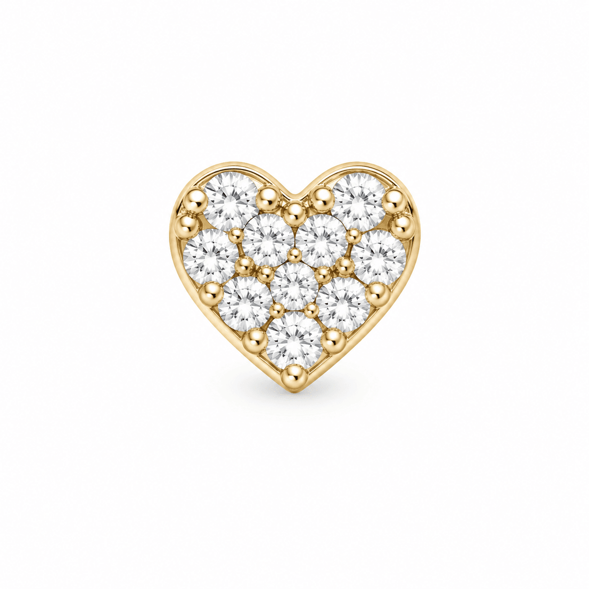 14K Yellow Gold Heart CZ Cartilage Piercing