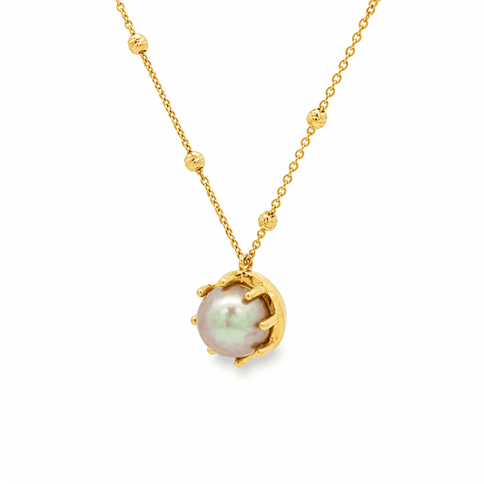 14K Yellow Gold Natural Pearl Pendant