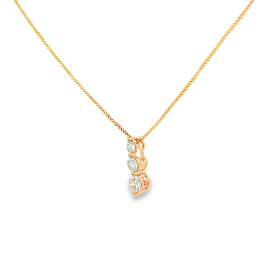Three-Stone Snowman Pendant Necklace, 0.25 CTW