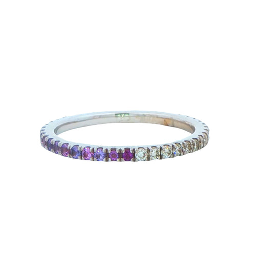 Half Diamond Half Purple Sapphire Eternity Ring
