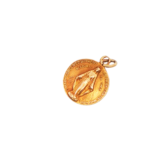 14K Yellow Gold Prayer Charm Pendant