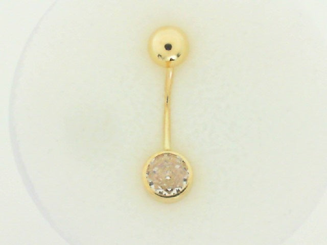 14K Round Bezel Belly Ring