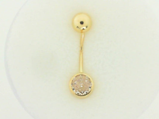 14K Round Bezel Belly Ring