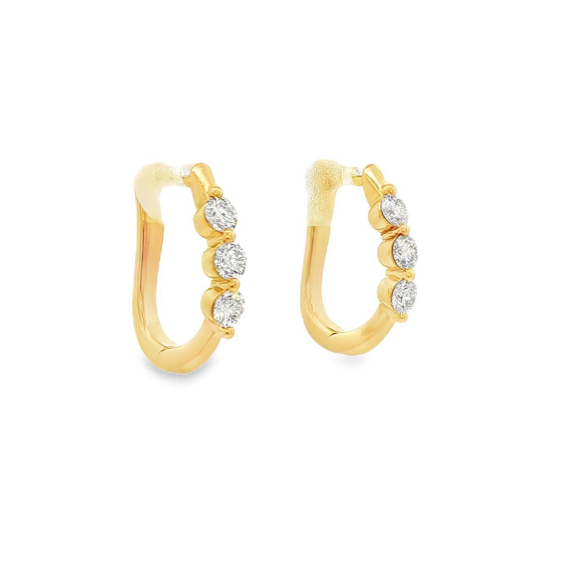 Three-Stone Diamond Hoop Earrings