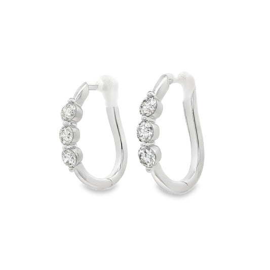 Three-Stone Hoop Earrings