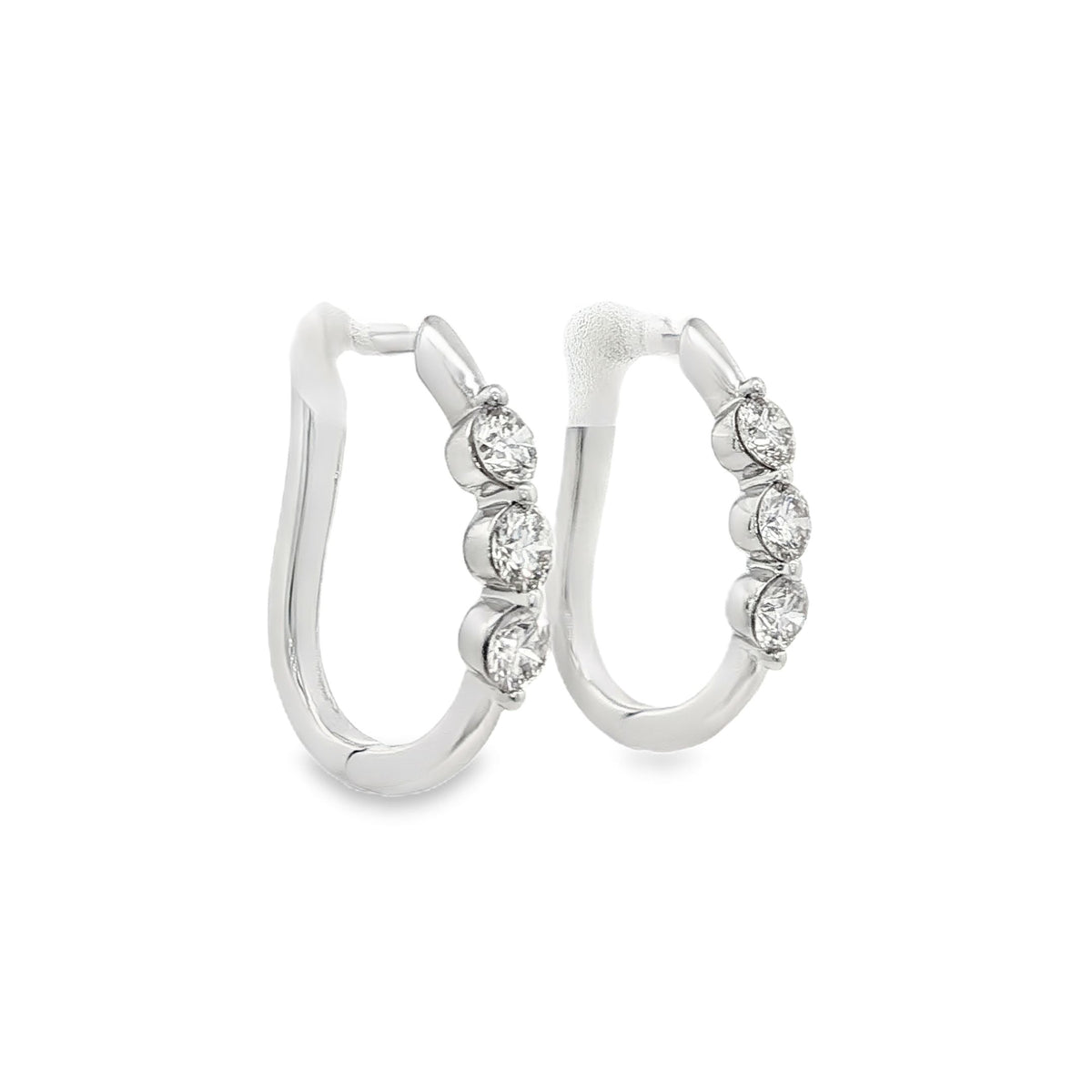 Three-Stone Hoop Earrings