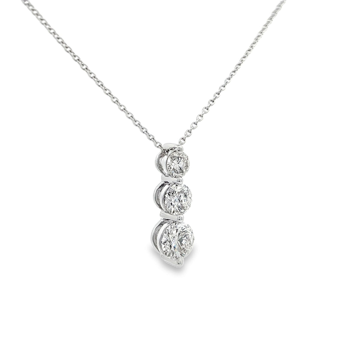 1.0 CTW Three-Stone Diamond Pendant Necklace