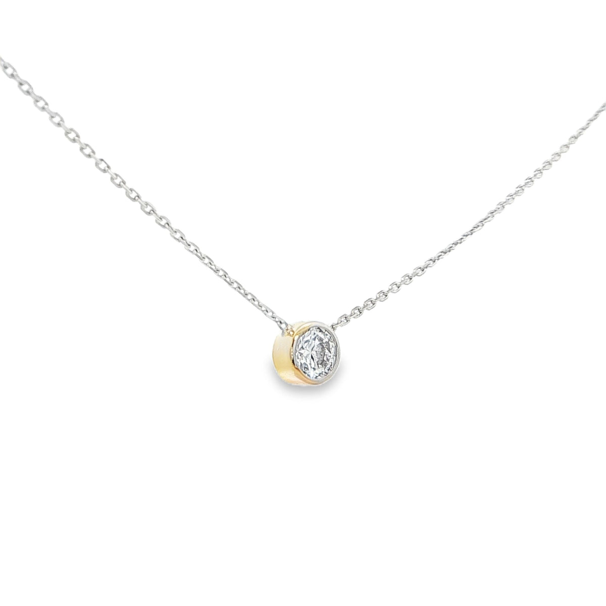 1/4 CTW Round Bezel Lab-Grown Diamond Pendant Necklace