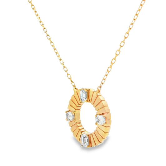 Emerald-Cut Diamond Circle Pendant Necklace