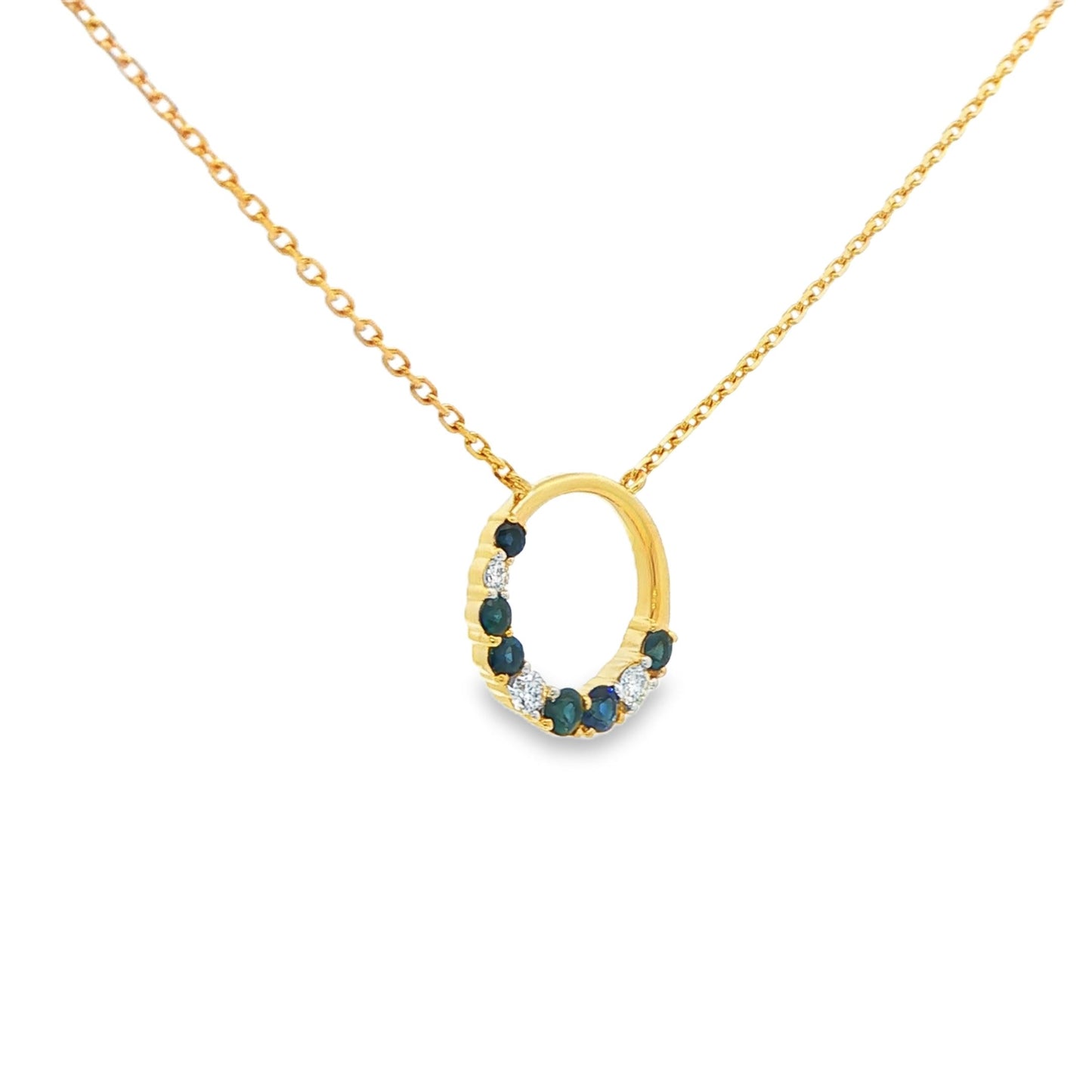 1/2 CT TW. Blue Sapphire and Diamond Pendant Necklace