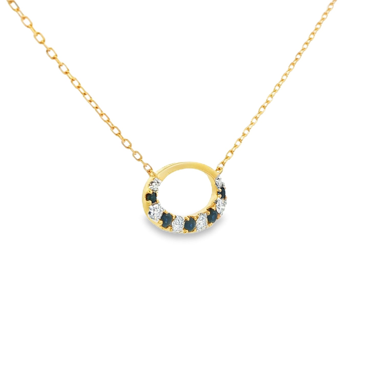 2/5 CT TW. Blue Sapphire & Diamond Pendant Necklace