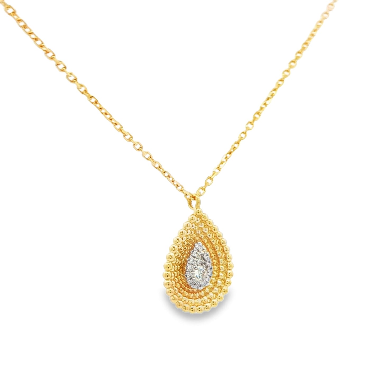 1/10 CT TW. Pear Diamond Basket Weave Pendant
