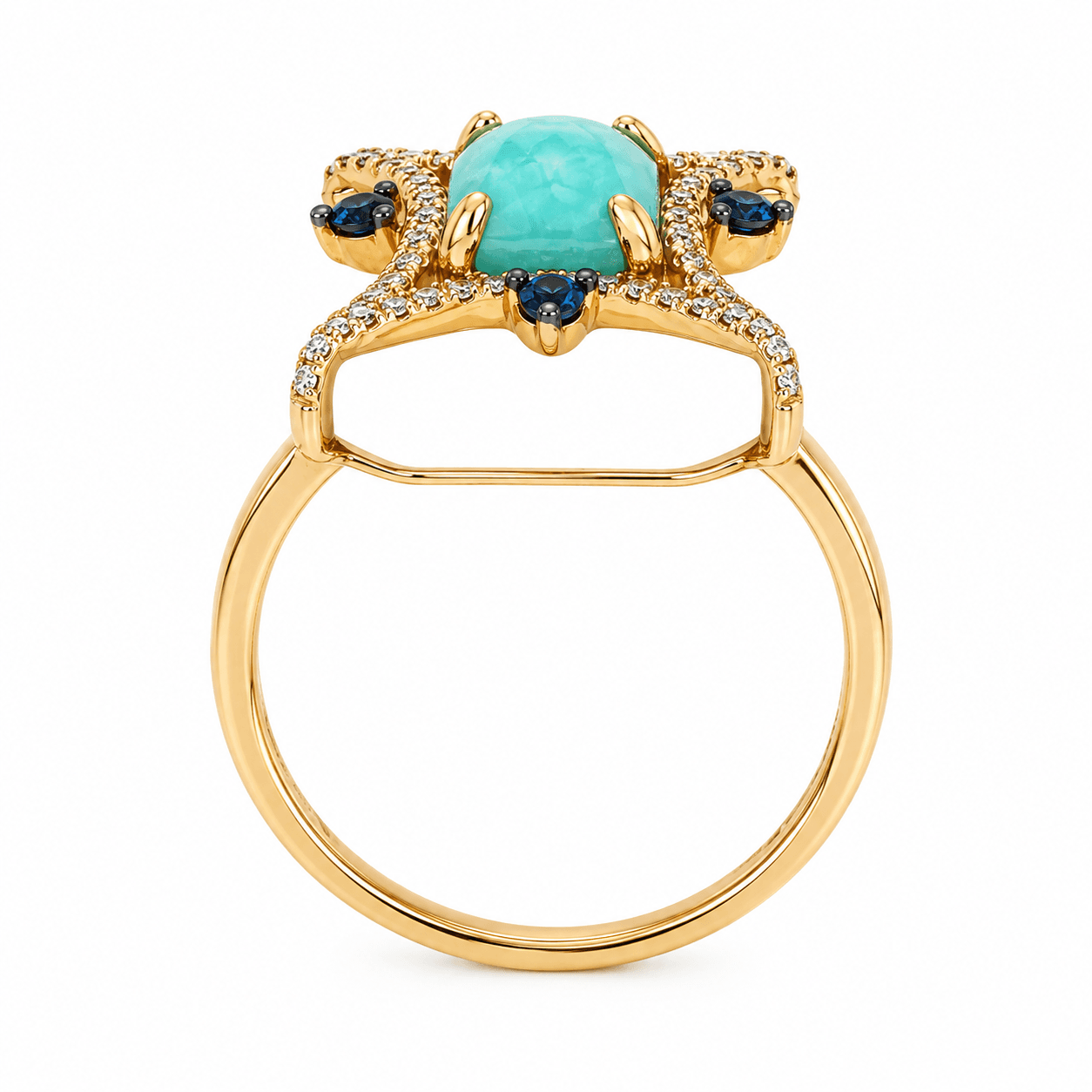 Amazonite, Sapphire and Diamond Ring