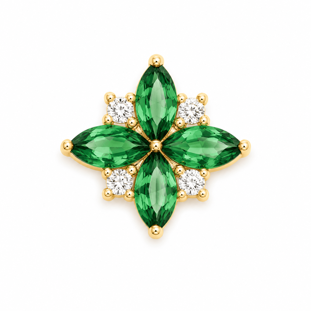 Emerald Flower Stud Earrings