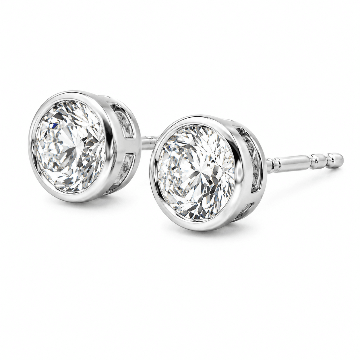 Round Lab-Grown Diamond Bezel Stud Earrings