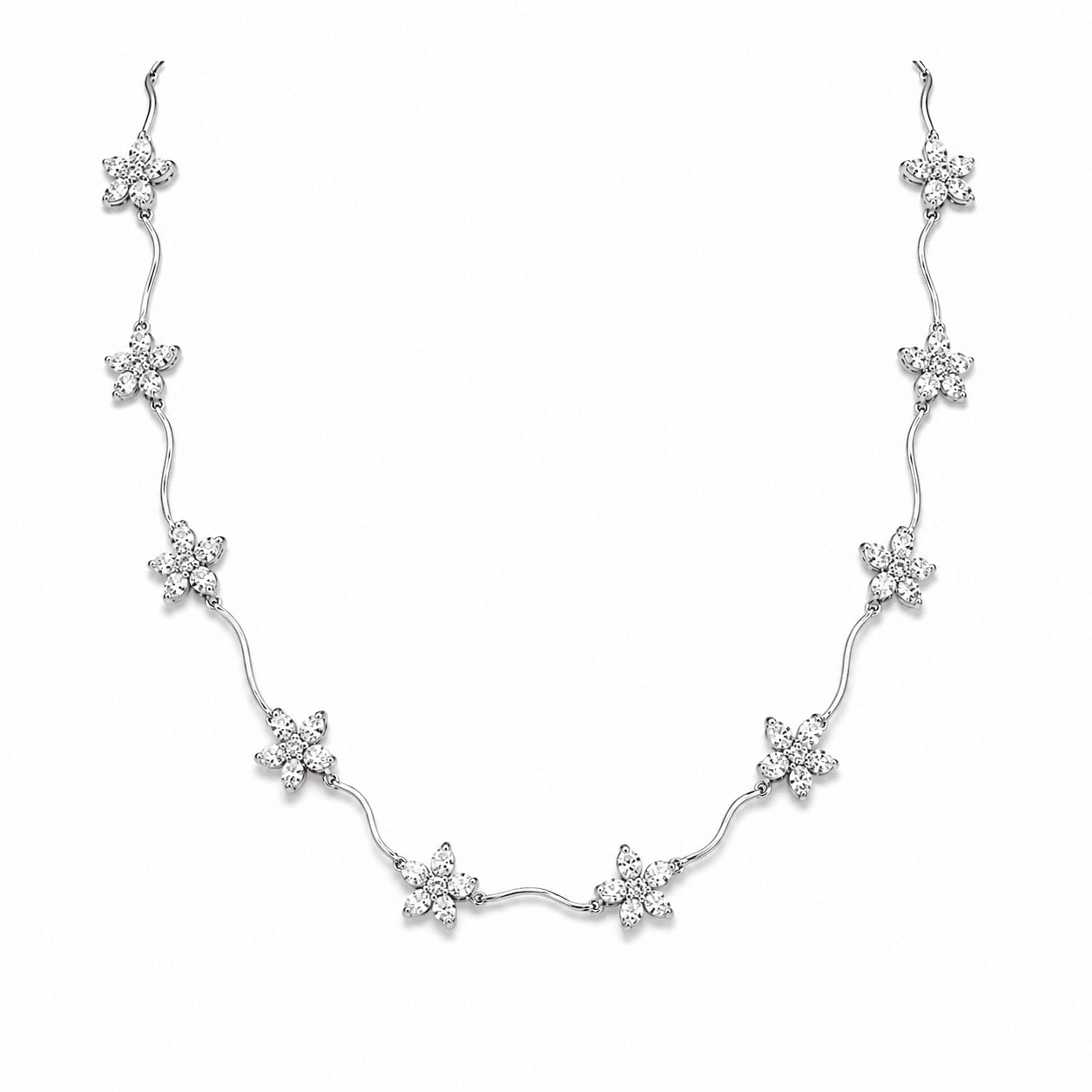 14K WG DIAMOND FLOWER NECKLACE 0.25CTW