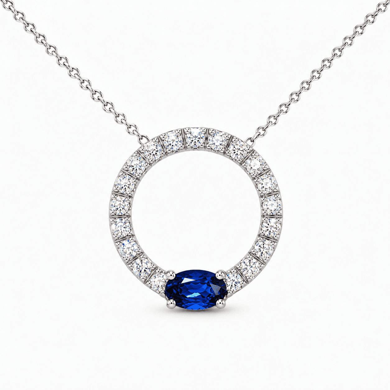 Sapphire and Diamond Circle Necklace
