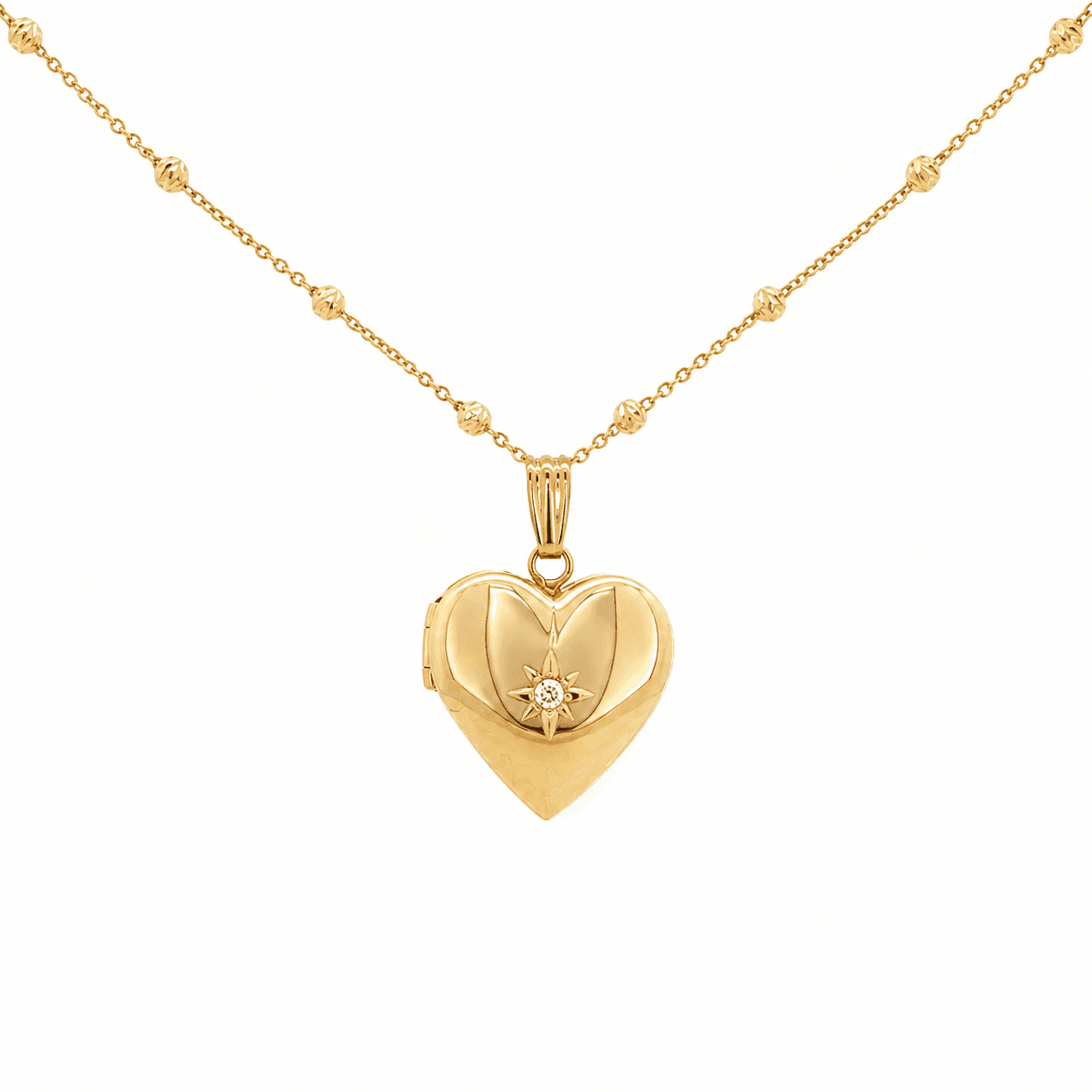 Heart Locket Pendant Necklace with Diamond Accent