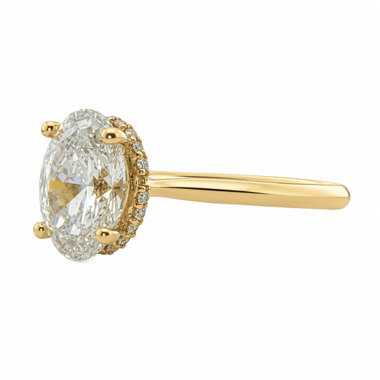 2.08 CTW LAB Grown Oval Diamond Hidden Halo Ring