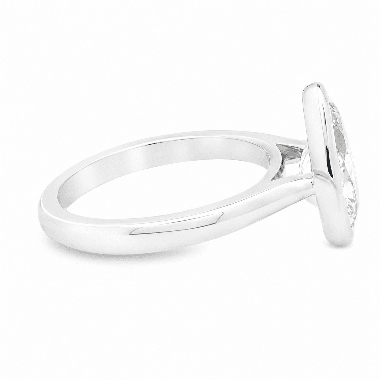 14K White Gold Pear Bezel Diamond Engagement Ring