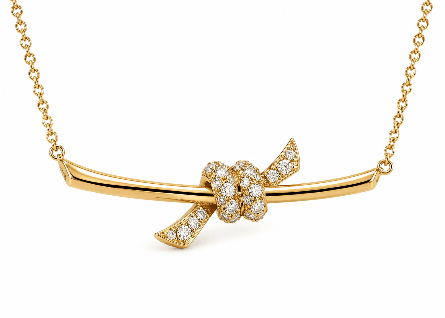 14K Yellow Gold Diamond Loop Adjustable Necklace