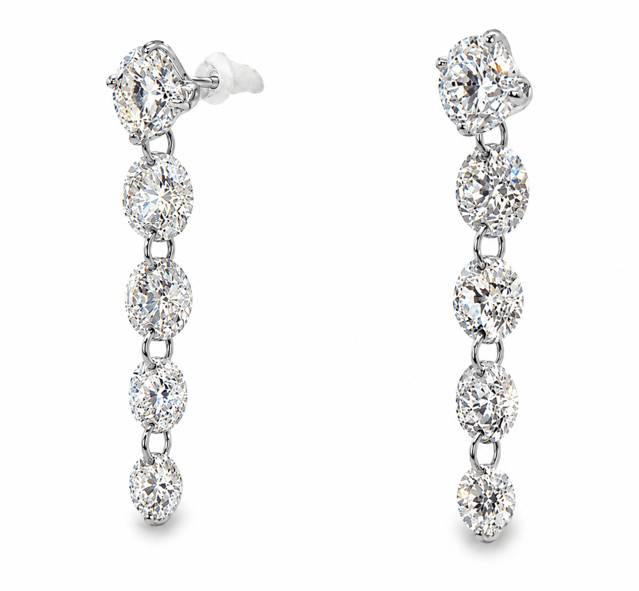 14K White Gold Lab-Grown Diamond Drop Earrings