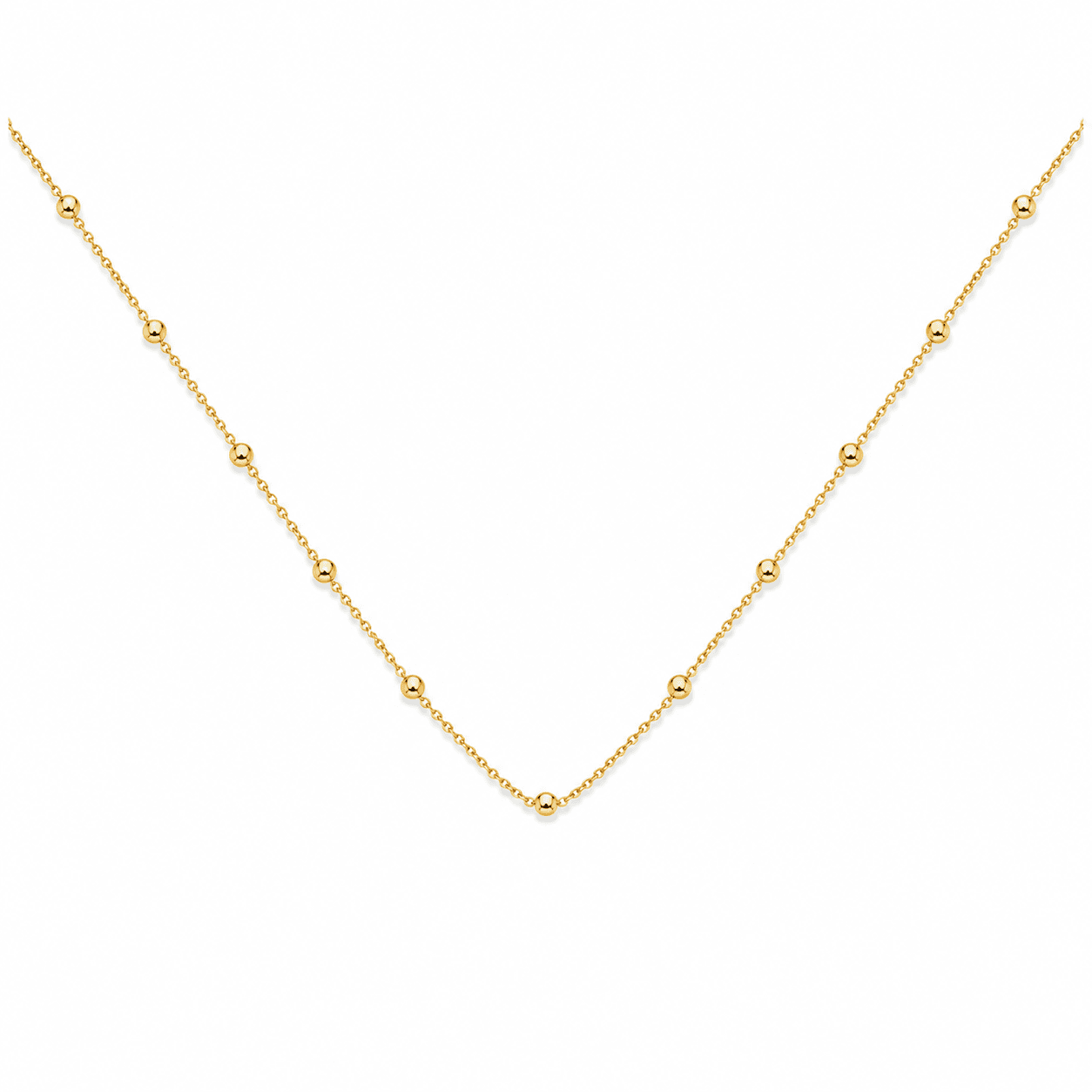Diamond-Cut Ball Station Chain Necklace